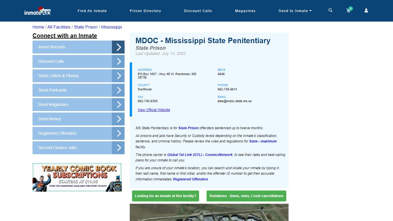 MDOC - Mississippi State Penitentiary & Inmate Search - Parchman, MS